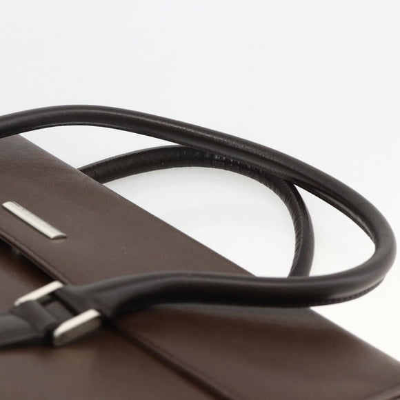 BURBERRY Hand Bag Leather Brown Silver Auth 174424