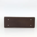 BURBERRY Hand Bag Leather Brown Silver Auth 174424-5
