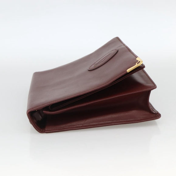 CARTIER Must Line Clutch Bag Leather 2 Set Bordeaux Auth 174426