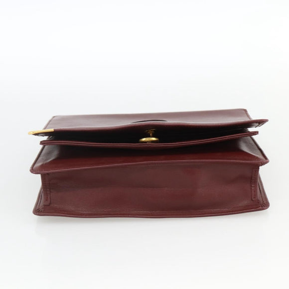 CARTIER Must Line Clutch Bag Leather 2 Set Bordeaux Auth 174426