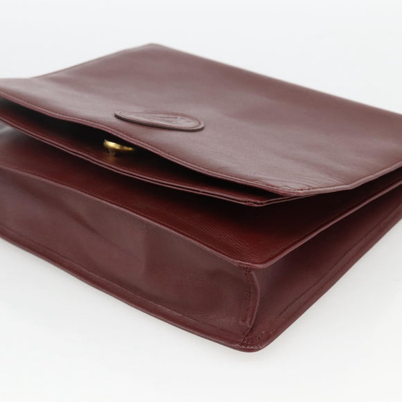 CARTIER Must Line Clutch Bag Leather 2 Set Bordeaux Auth 174426