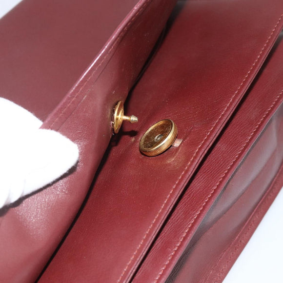 CARTIER Must Line Clutch Bag Leather 2 Set Bordeaux Auth 174426