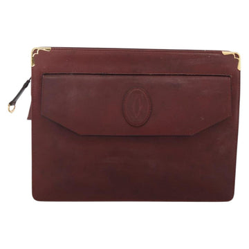 CARTIER Must Line Clutch Bag Leather 2 Set Bordeaux Auth 174426 - 0