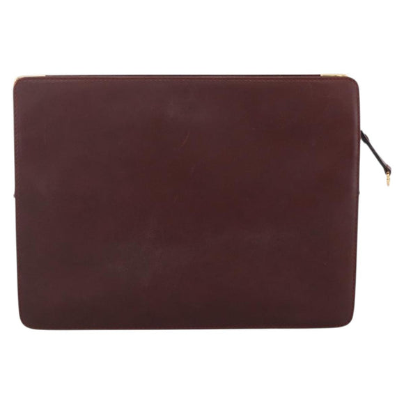 CARTIER Must Line Clutch Bag Leather 2 Set Bordeaux Auth 174426