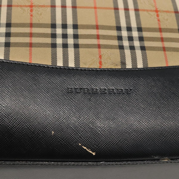 BURBERRY Nova Check Tote Bag Canvas Beige Gold Auth 174429
