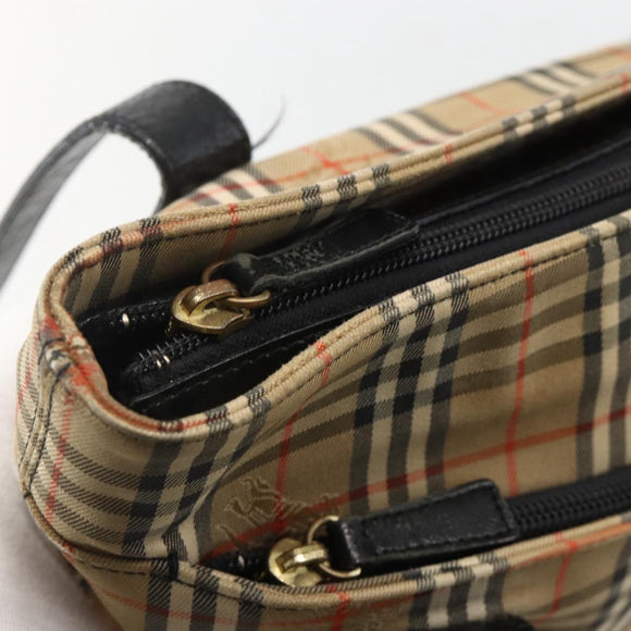 BURBERRY Nova Check Tote Bag Canvas Beige Gold Auth 174429
