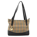 BURBERRY Nova Check Tote Bag Canvas Beige Gold Auth 174429-1