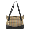 BURBERRY Nova Check Tote Bag Canvas Beige Gold Auth 174429-13