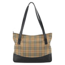 BURBERRY Nova Check Tote Bag Canvas Beige Gold Auth 174429-2