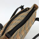 BURBERRY Nova Check Tote Bag Canvas Beige Gold Auth 174429-6