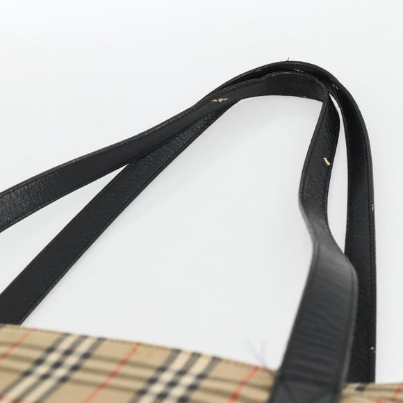 BURBERRY Nova Check Tote Bag Canvas Beige Gold Auth 174429