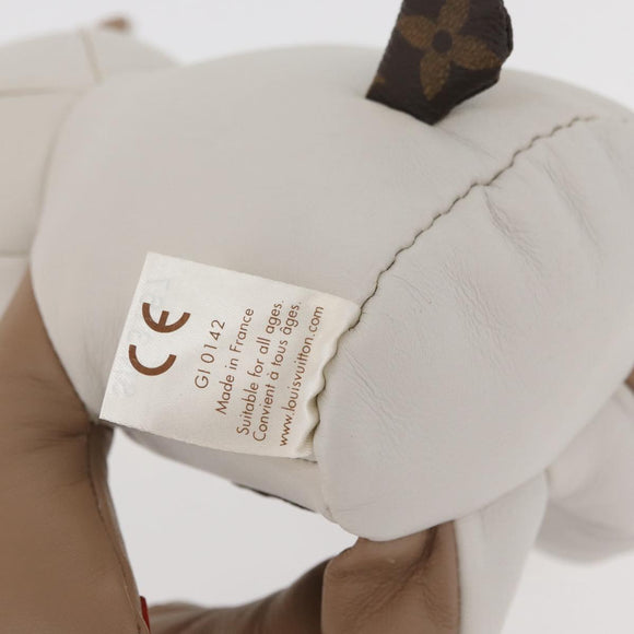 LOUIS VUITTON Bear Stuffed Leather White Beige LV Auth 174433SM