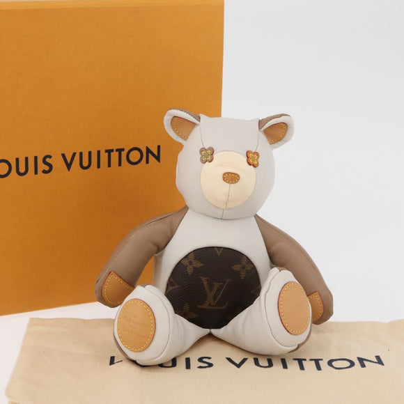 LOUIS VUITTON Bear Stuffed Leather White Beige LV Auth 174433SM