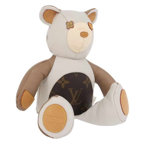 LOUIS VUITTON Bear Stuffed Leather White Beige LV Auth 174433SM