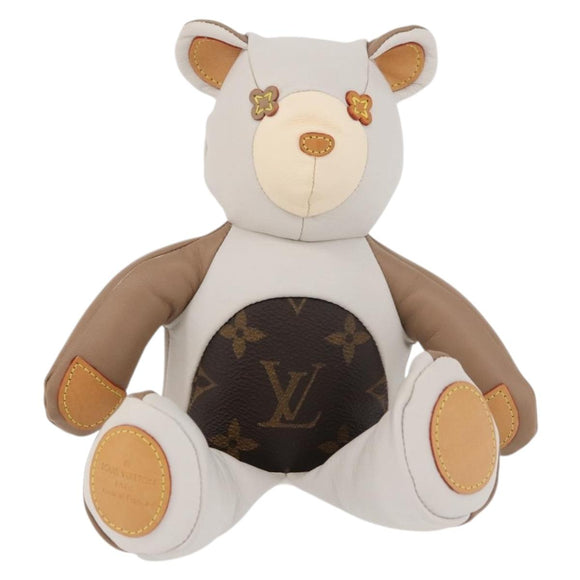 LOUIS VUITTON Bear Stuffed Leather White Beige LV Auth 174433SM