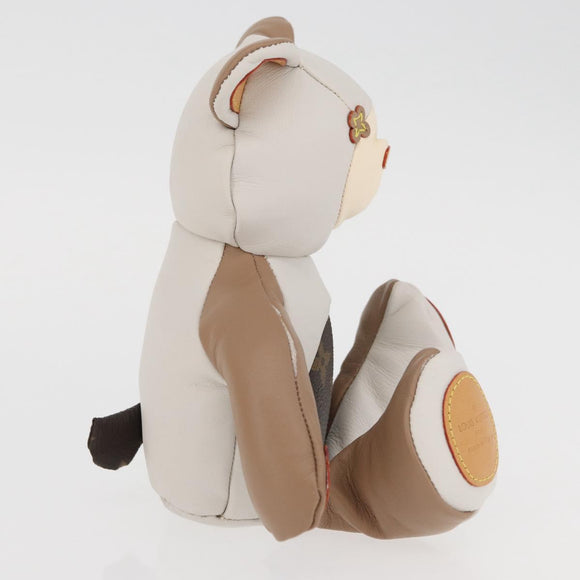 LOUIS VUITTON Bear Stuffed Leather White Beige LV Auth 174433SM