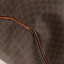 CELINE Macadam Canvas Boston Bag PVC Leather Brown Gold Auth 174436-14