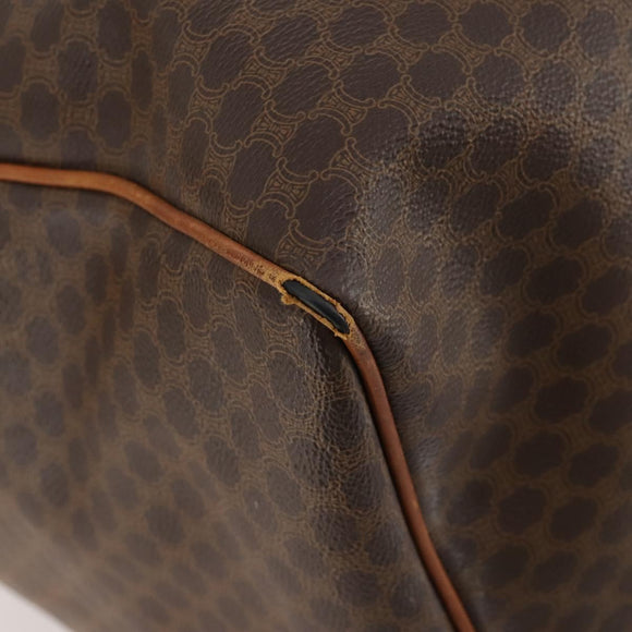 CELINE Macadam Canvas Boston Bag PVC Leather Brown Gold Auth 174436