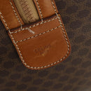CELINE Macadam Canvas Boston Bag PVC Leather Brown Gold Auth 174436-10