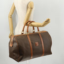 CELINE Macadam Canvas Boston Bag PVC Leather Brown Gold Auth 174436-24