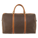 CELINE Macadam Canvas Boston Bag PVC Leather Brown Gold Auth 174436-2