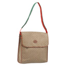 GUCCI Micro GG Supreme Web Sherry Line Shoulder Bag PVC Beige Gold Auth 174437-1