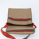 GUCCI Micro GG Supreme Web Sherry Line Shoulder Bag PVC Beige Gold Auth 174437-18