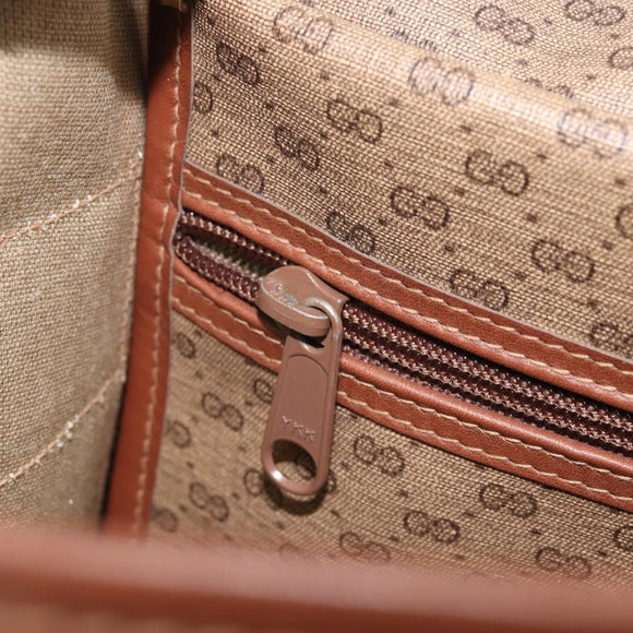 GUCCI Micro GG Supreme Web Sherry Line Shoulder Bag PVC Beige Gold Auth 174437