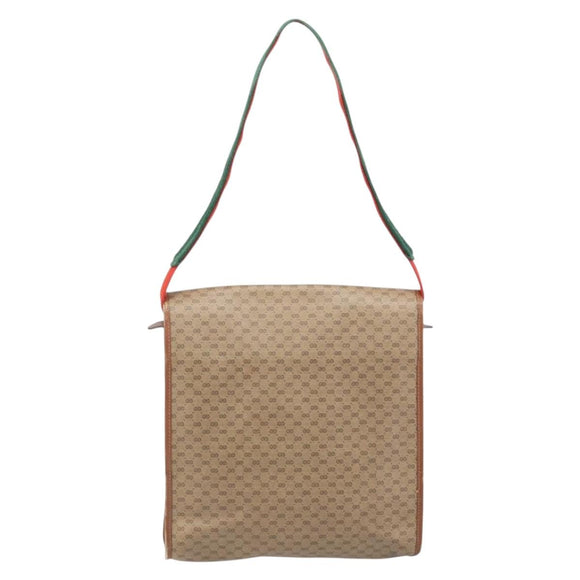GUCCI Micro GG Supreme Web Sherry Line Shoulder Bag PVC Beige Gold Auth 174437