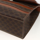 CELINE Macadam Canvas Handtas PVC Leer Bruin Goud Auth 174439-10