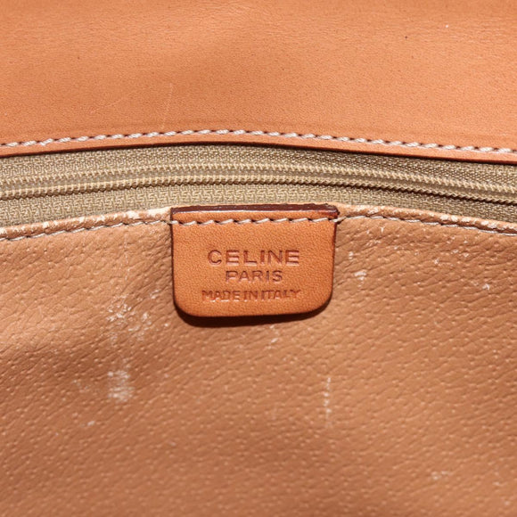 CELINE Macadam Canvas Handtas PVC Leer Bruin Goud Auth 174439