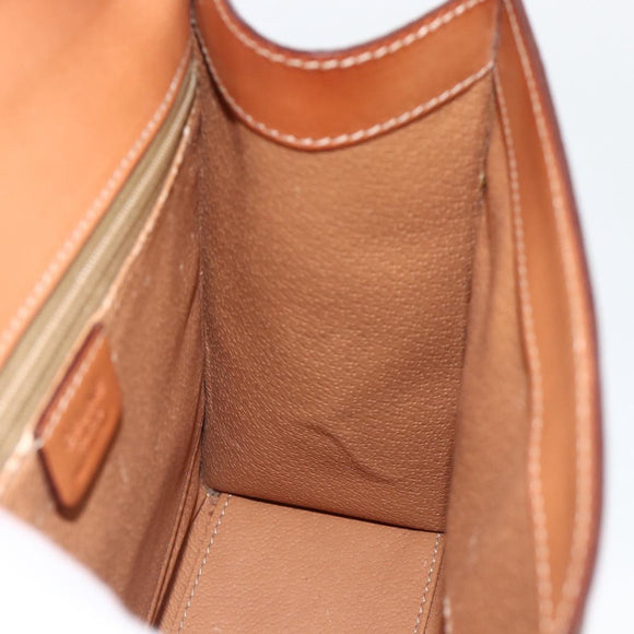 CELINE Macadam Canvas Handtas PVC Leer Bruin Goud Auth 174439