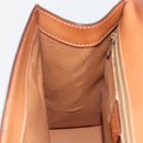 CELINE Macadam Canvas Handtas PVC Leer Bruin Goud Auth 174439-18