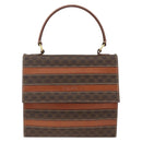 CELINE Macadam Canvas Handtas PVC Leer Bruin Goud Auth 174439-2