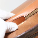 CELINE Macadam Canvas Handtas PVC Leer Bruin Goud Auth 174439-21