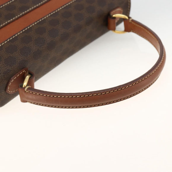CELINE Macadam Canvas Handtas PVC Leer Bruin Goud Auth 174439