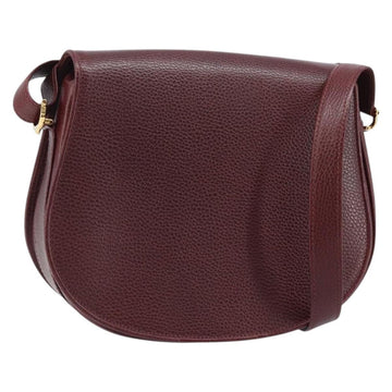 CARTIER Must Line Shoulder Bag Leather Bordeaux Gold Auth 174444