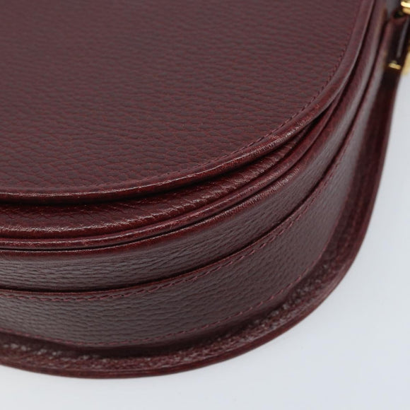 CARTIER Must Line Shoulder Bag Leather Bordeaux Gold Auth 174444