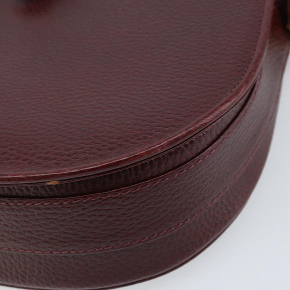 CARTIER Must Line Shoulder Bag Leather Bordeaux Gold Auth 174444