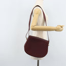 CARTIER Must Line Shoulder Bag Leather Bordeaux Gold Auth 174444-22
