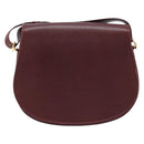 CARTIER Must Line Shoulder Bag Leather Bordeaux Gold Auth 174444-13