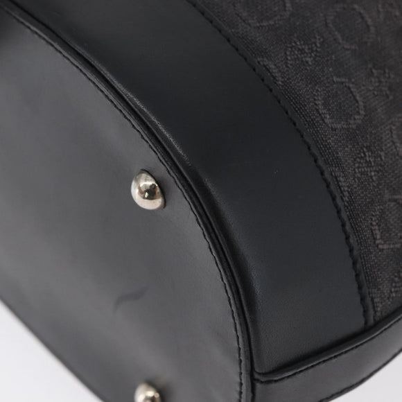 CELINE C Macadam Canvas Tote Bag Black Silver Auth 174445
