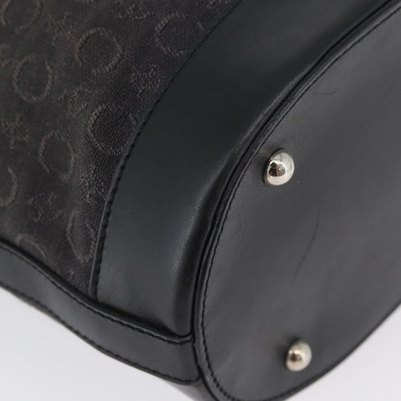 CELINE C Macadam Canvas Tote Bag Black Silver Auth 174445