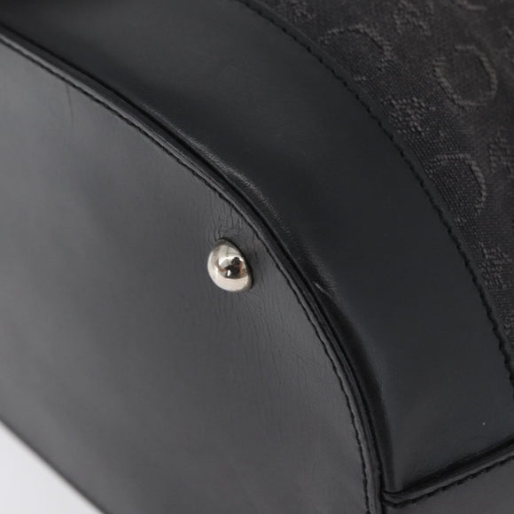 CELINE C Macadam Canvas Tote Bag Black Silver Auth 174445