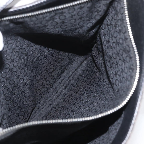 CELINE C Macadam Canvas Tote Bag Black Silver Auth 174445