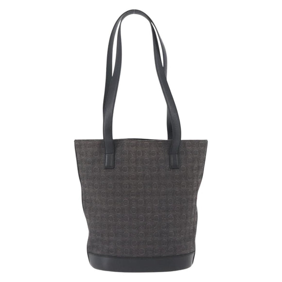 CELINE C Macadam Canvas Tote Bag Black Silver Auth 174445