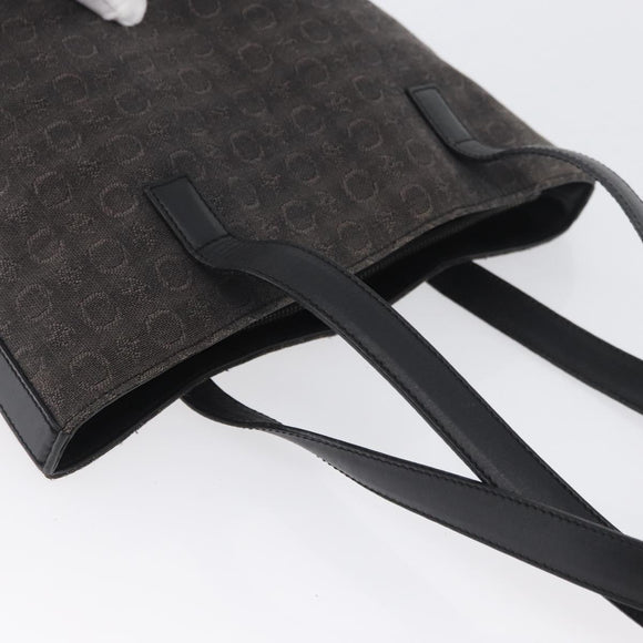 CELINE C Macadam Canvas Tote Bag Black Silver Auth 174445