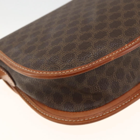 CELINE Macadam Canvas Shoulder Bag PVC Leather Brown Gold Auth 174453