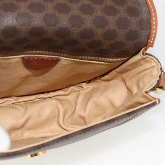 CELINE Macadam Canvas Shoulder Bag PVC Leather Brown Gold Auth 174453