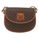 CELINE Macadam Canvas Shoulder Bag PVC Leather Brown Gold Auth 174453-2